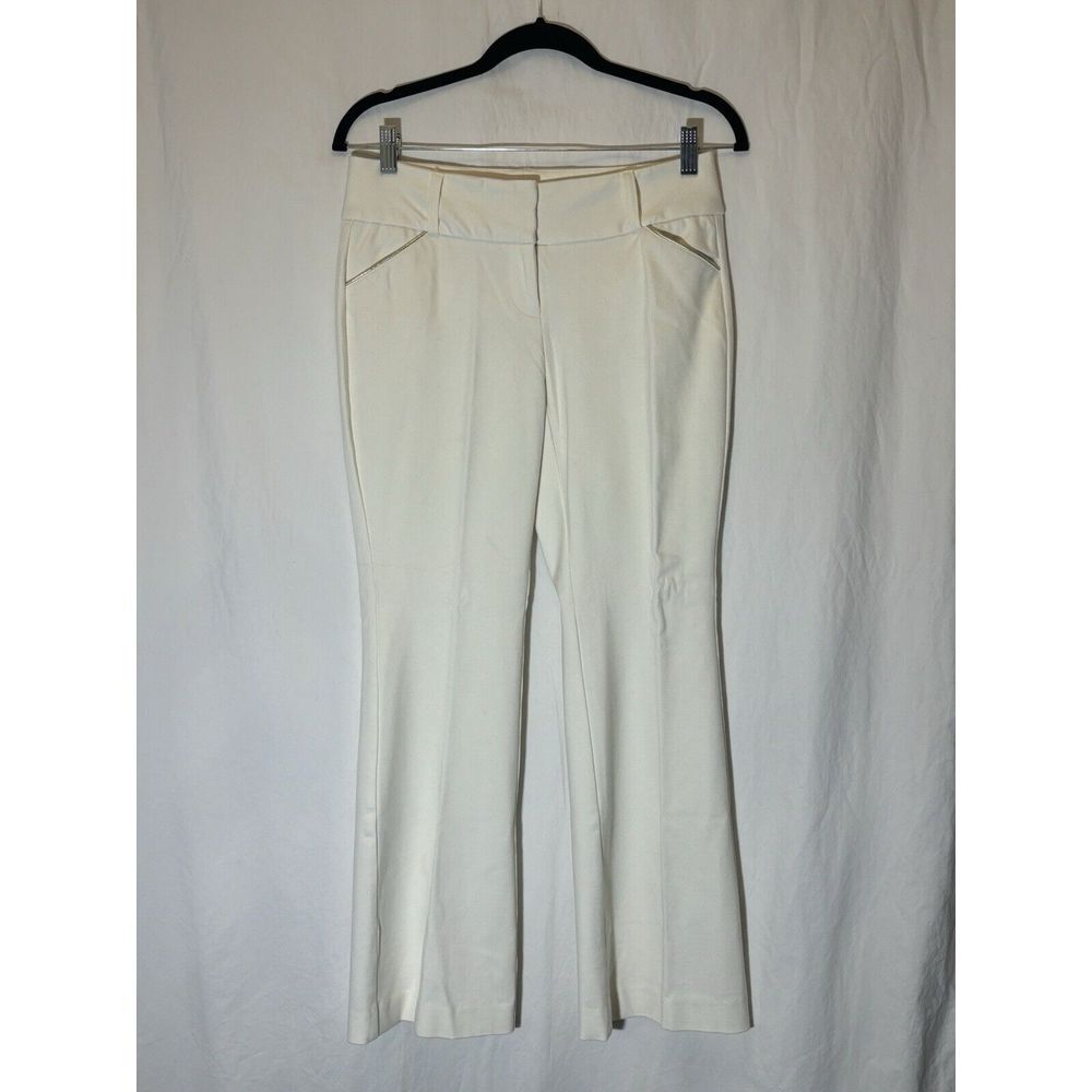 Alfani Women's Cloud White Pants‎ W/ Silver Accents Size 6P J4